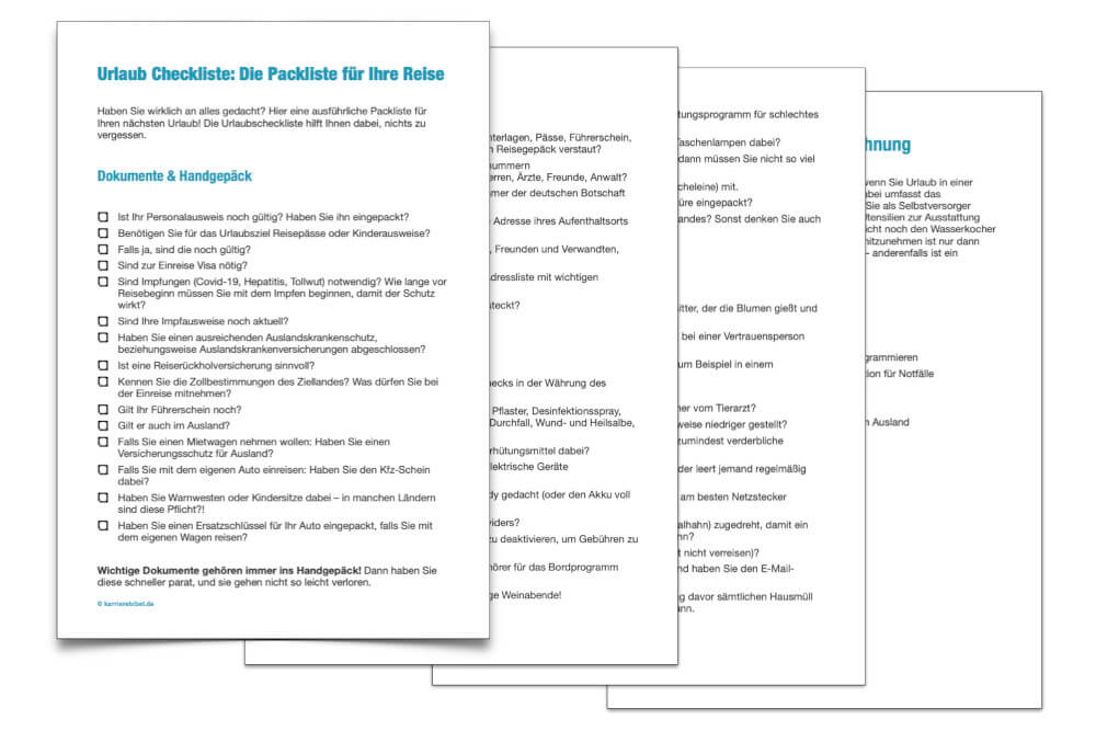 Urlaubcheckliste PDF Kostenlos Beispiel